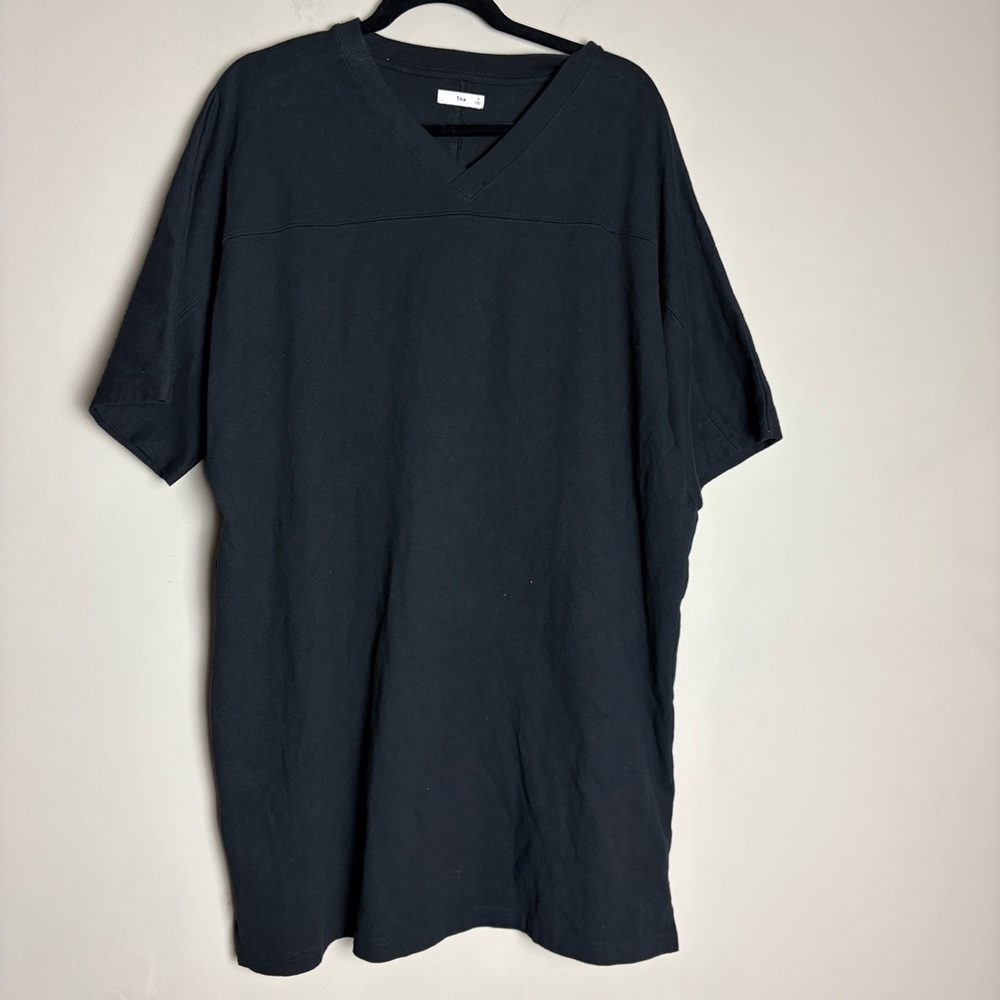 Aritzia TNA Black V Neck Oversized T Shirt Dress Cotton Size 3/L